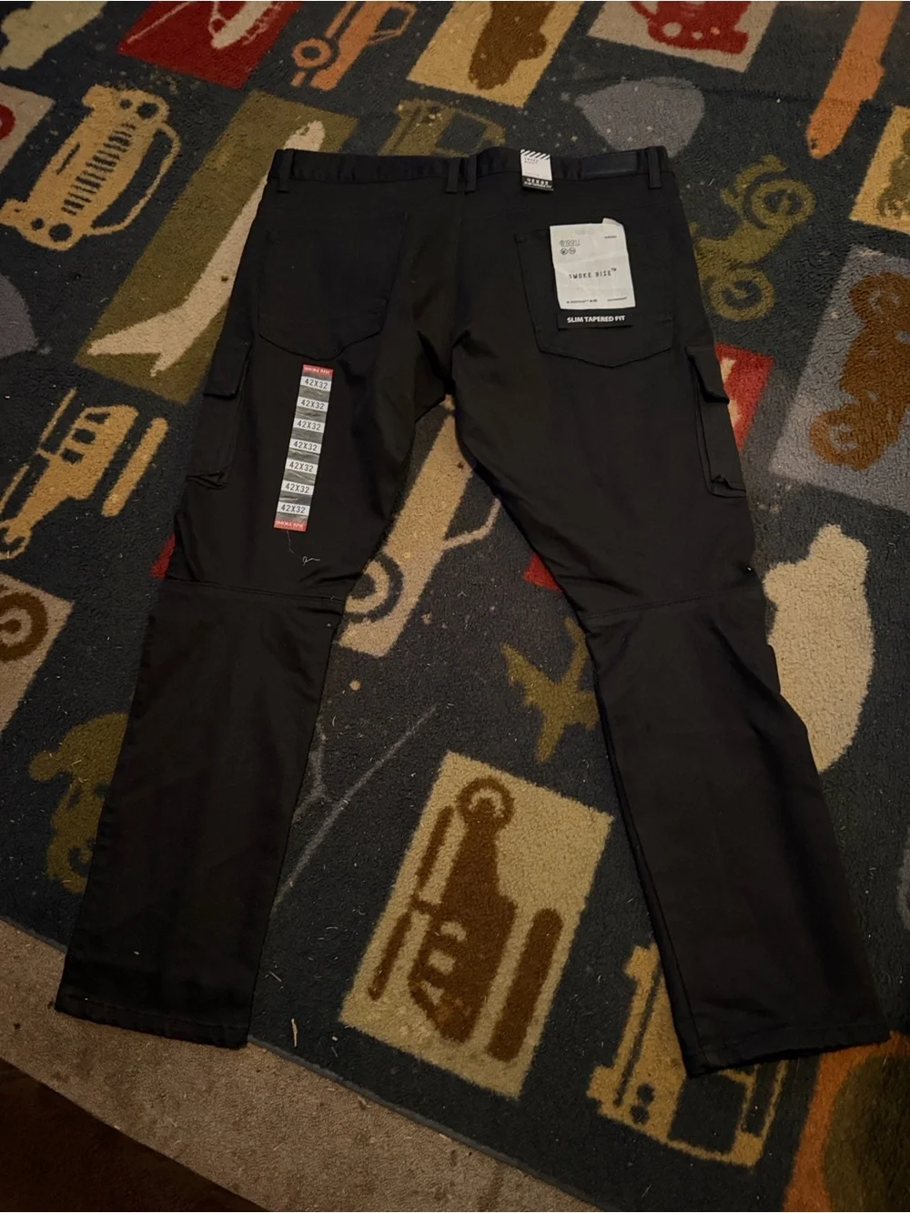 Black Men's Cargo Pants with Graphic Patches